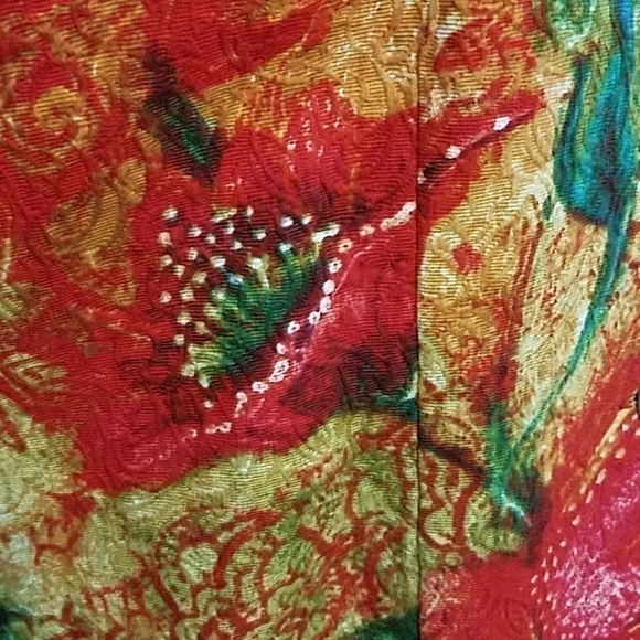 Chico's cropped poppy print jacket / blazer Sz 1 M - Picture 3 of 5